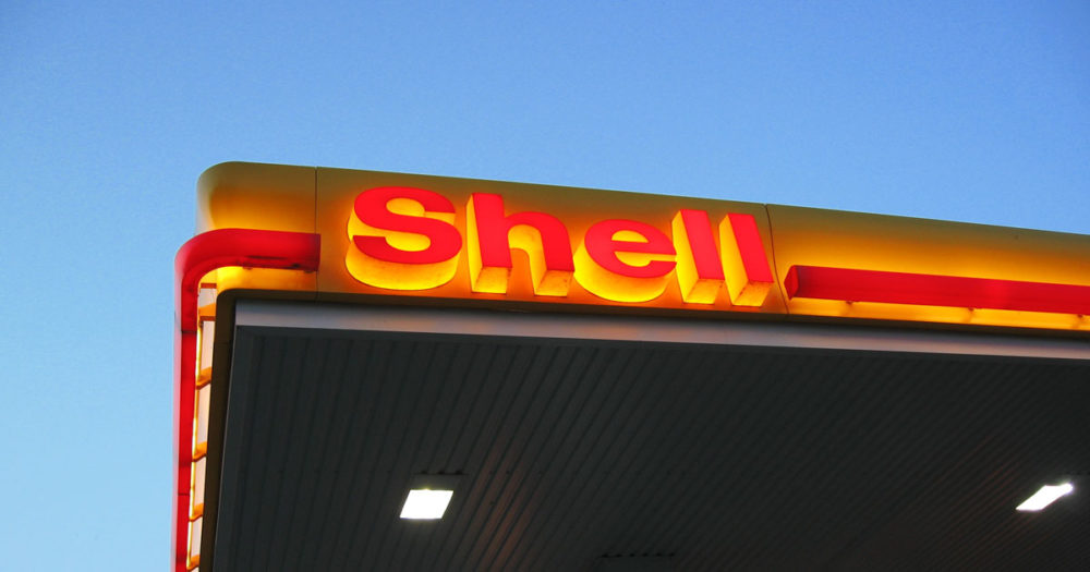 Shell sign in gas station