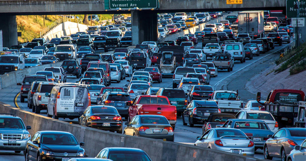 Rush hour traffic on a California freeway