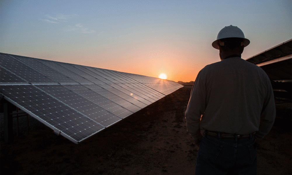 图为太阳能农场的工人。