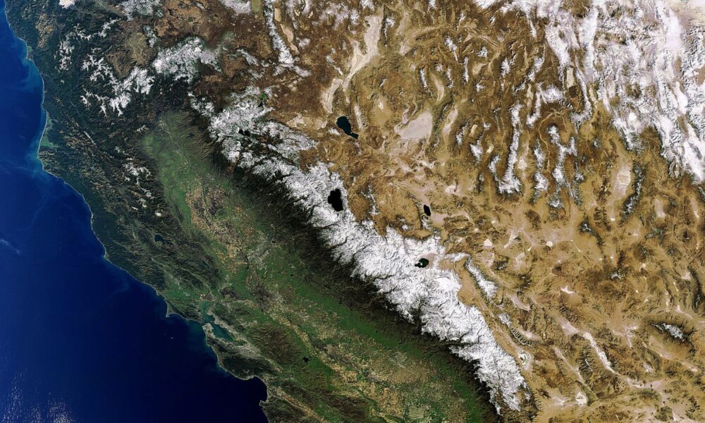 Image from space of California and Nevada