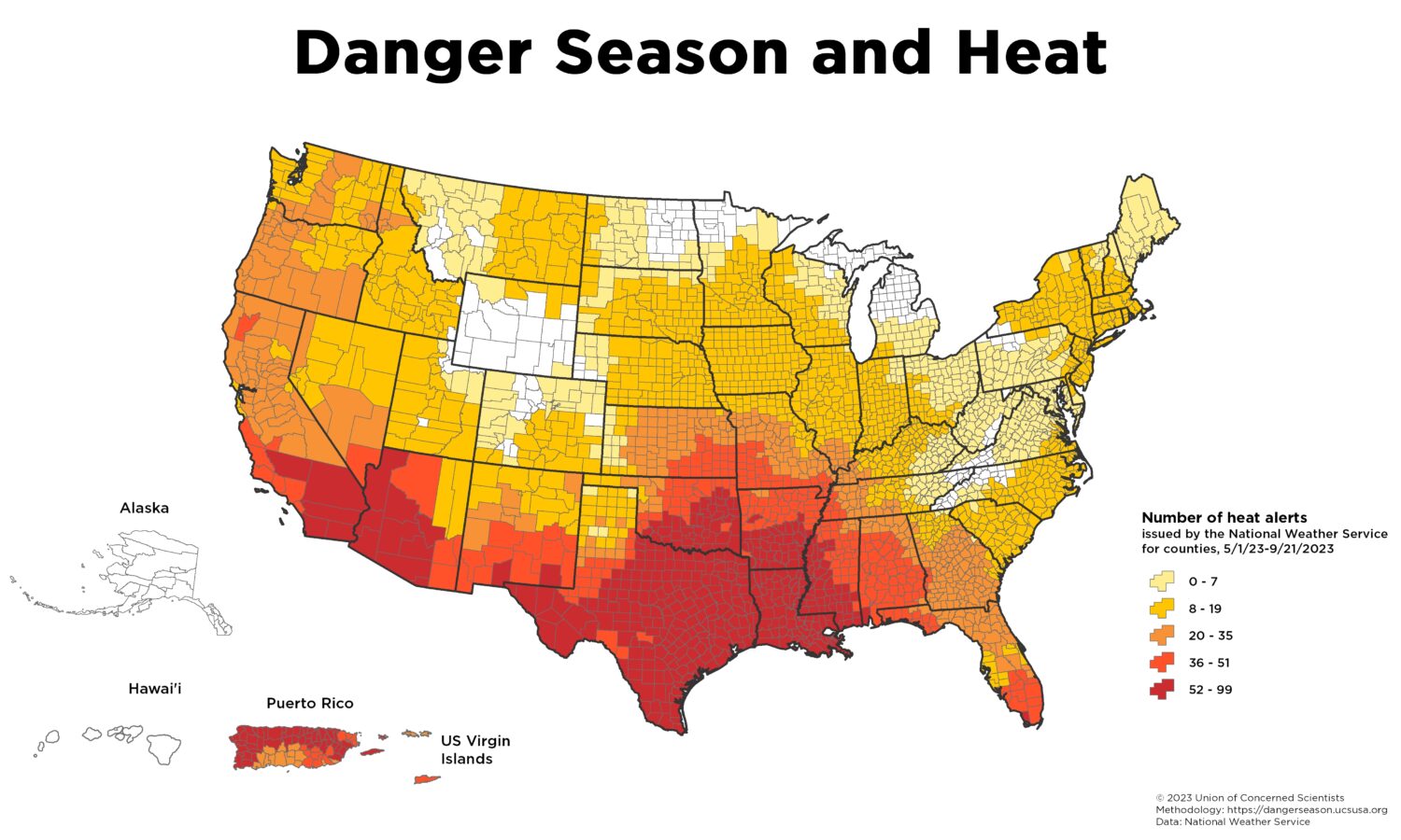Our Danger Season tracker shows how much of the Sun Belt spent most of the summer under heat alerts. See: https://dangerseason.ucsusa.org/